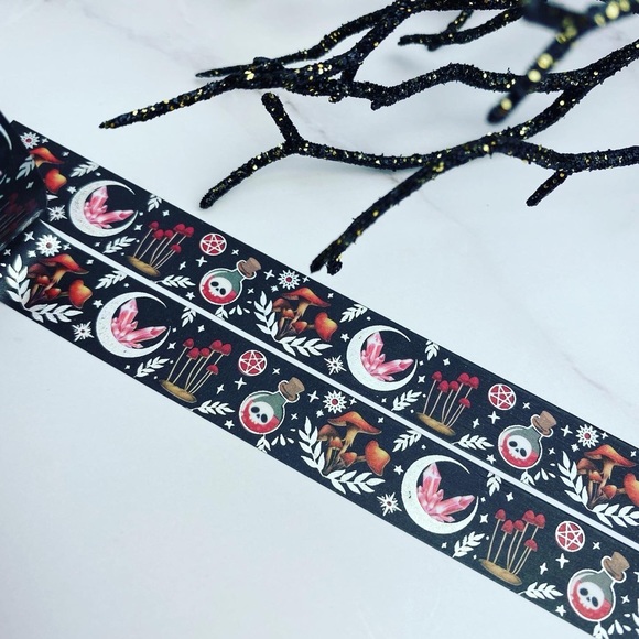 Witch Craft, Halloween, Silver Moon, Potions, Washi Tape, 1 Roll - Picture 8 of 10